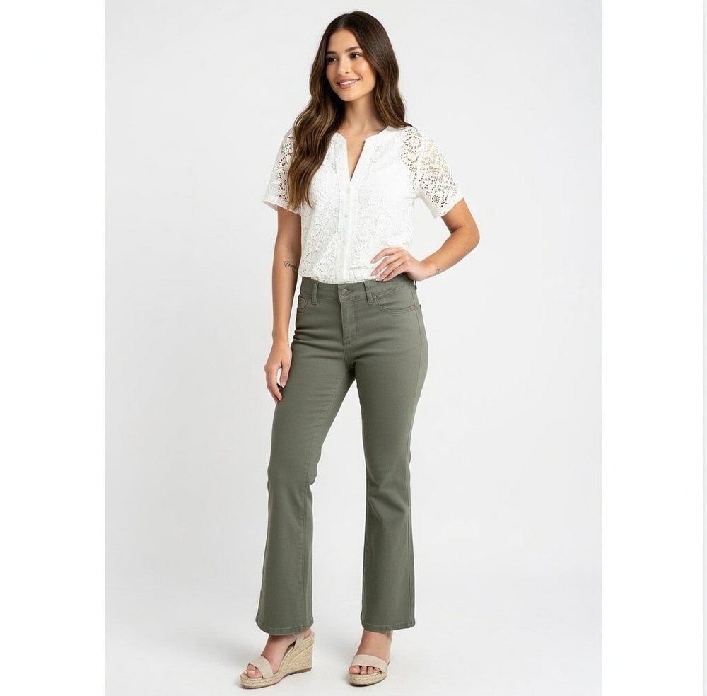 Chico's Women's Olive Darb Cropped Jeans Size 6 (0.5) Mid Rise Stretch Cotton VG